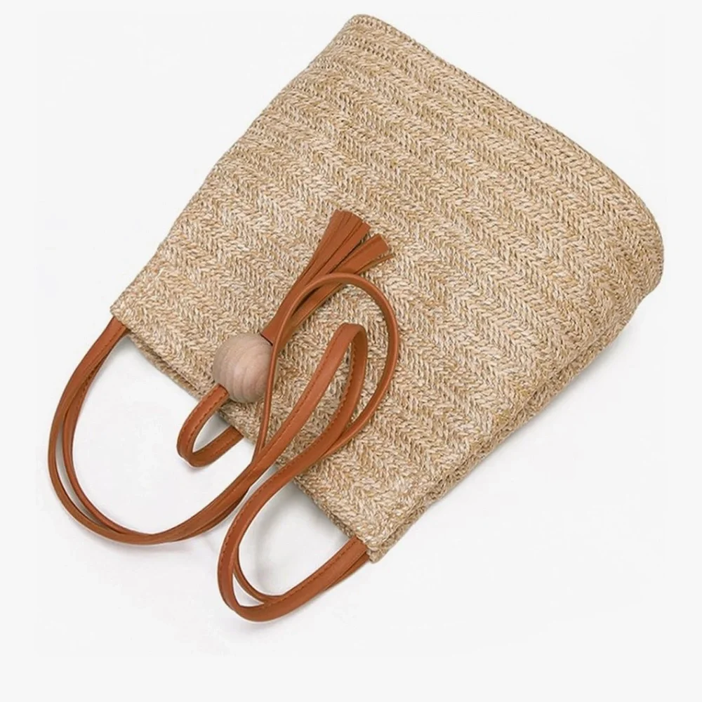 🆕 Round Summer Straw Bag Big Weave Handbags Beach Shoulder Bags